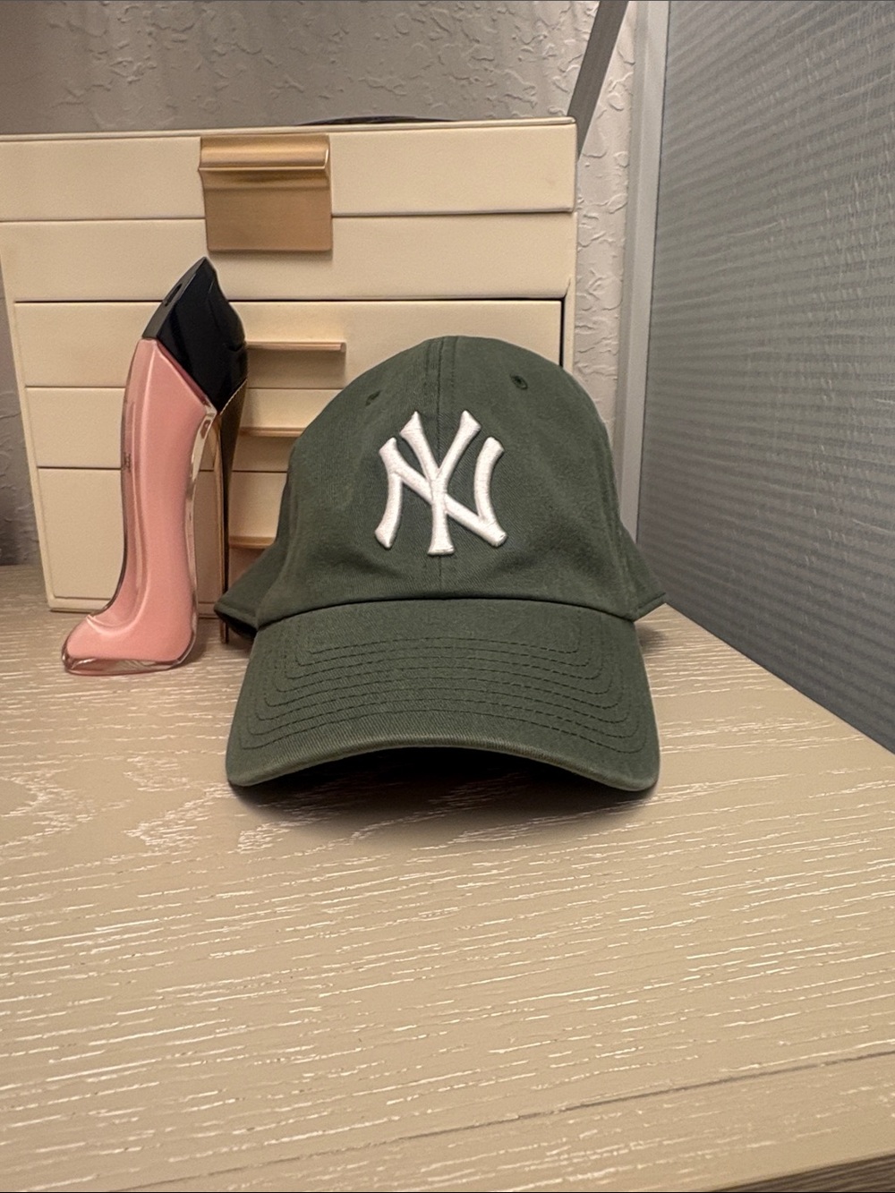 Olive Green Baseball Cap with White Logo